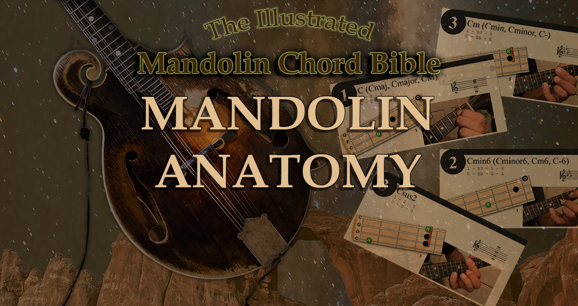 A dark collage of images including Bill Monroe's mandolin, text says anatomy